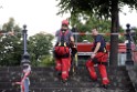 Koelner Seilbahn Gondel blieb haengen Koeln Linksrheinisch P725